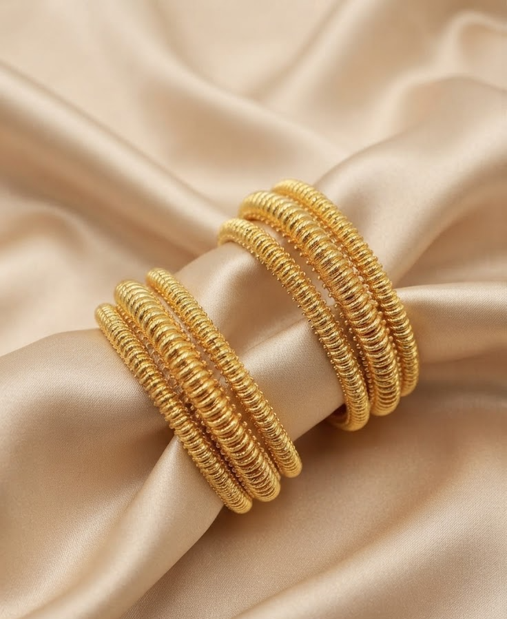 Elegant Gold-Plated Textured Bangles Set for Women
