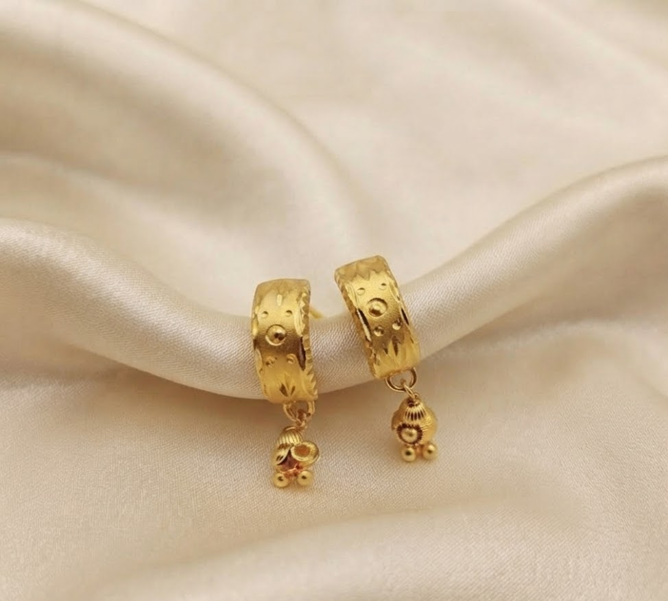 Elegant Gold Hoop Earring with Dangle Charm