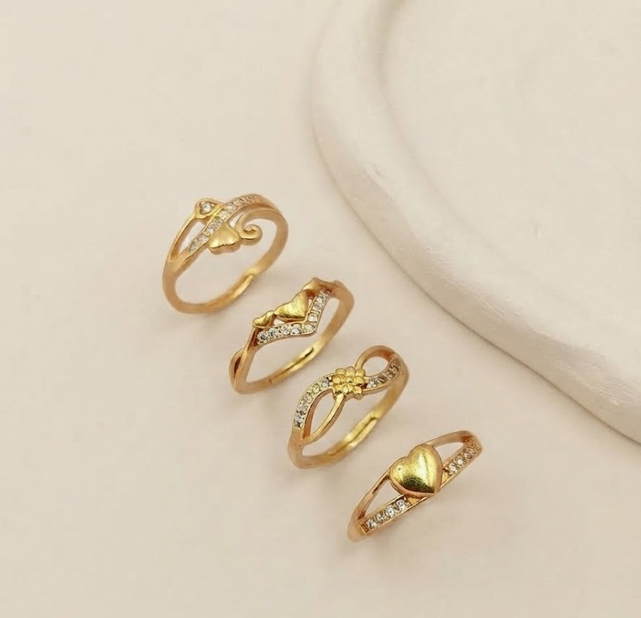 Designer Daily Wear Gold-Plated CZ Ring Set For Women