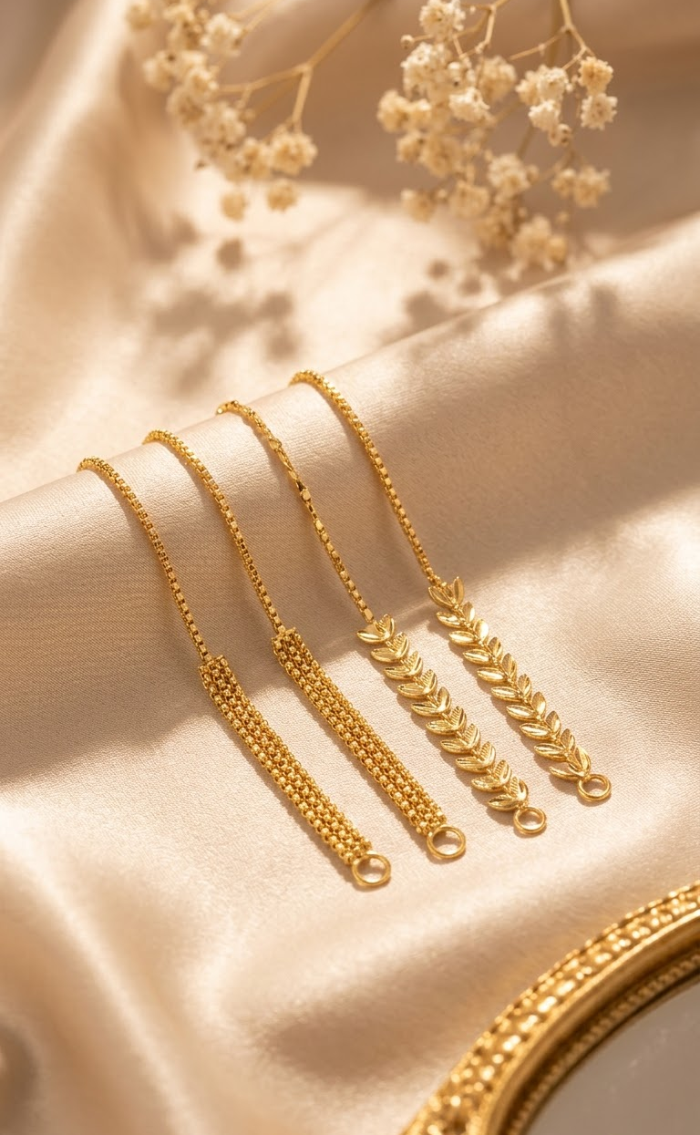 Elegant Gold-Plated Bahubali Ear Chains (Sahara / Mattal) - Set of Two Desgins