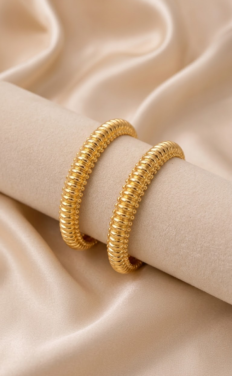 Elegant Gold-Plated Textured Designer Bangles Set for Women