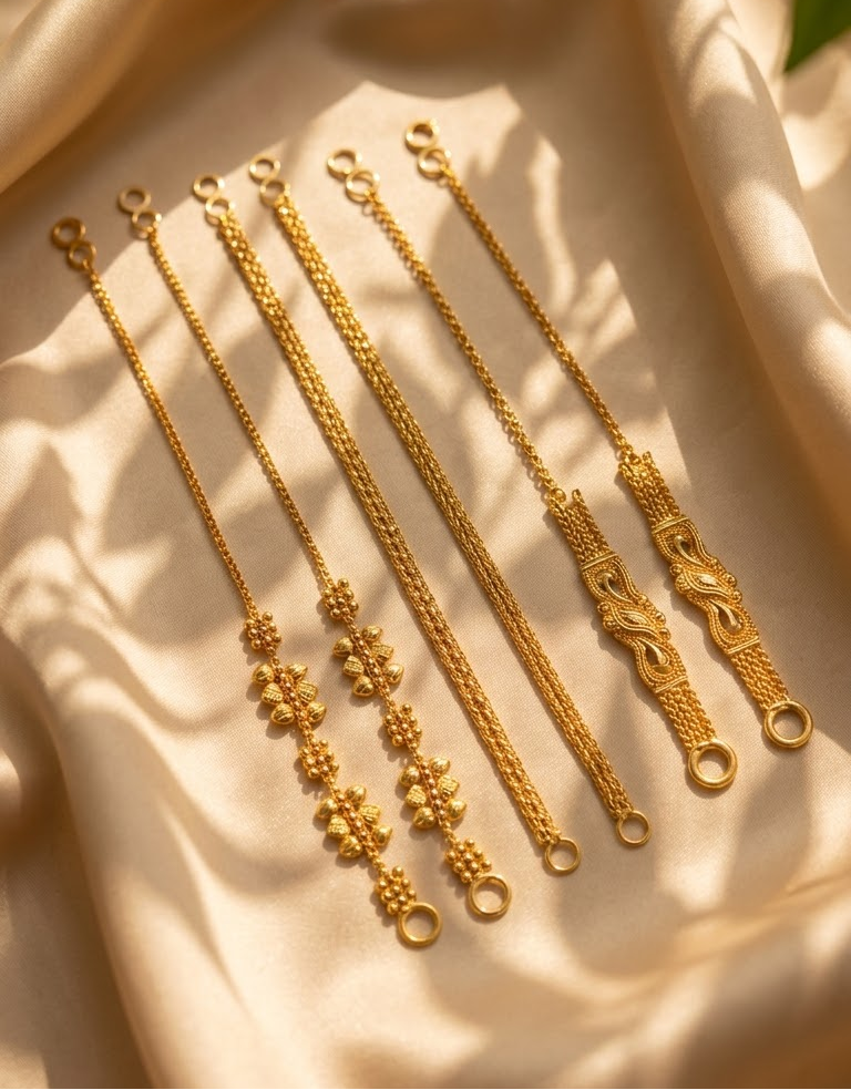 Elegant Gold-Finished Traditional Ear Supporting Chains (Sahare) – Set of Variants