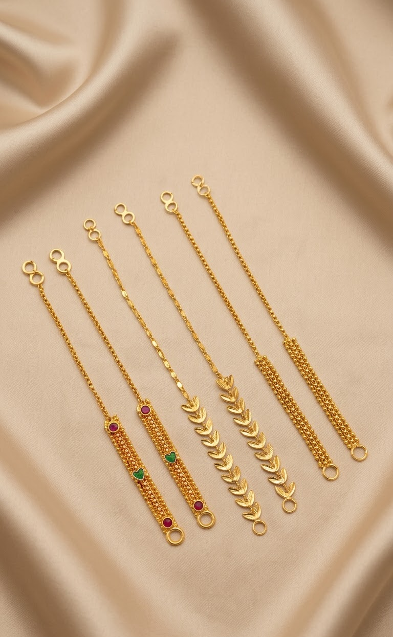 Traditional Gold-Plated Ear Support Chains (Sahara / Bahubali Style) - Set of 3 Distinct Designs