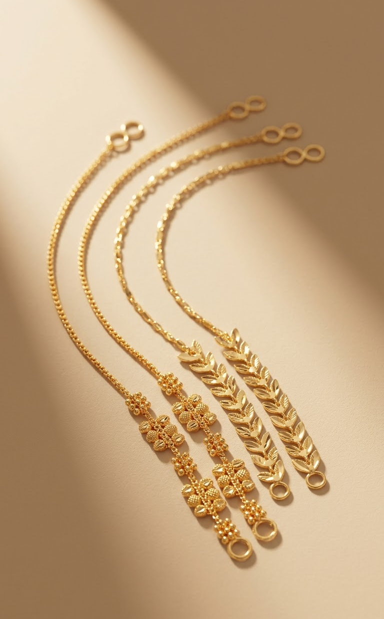 Gold-Plated Ear Chain / Bahubali Ear Support Chain Set for Women (Pack of 2 Designs)