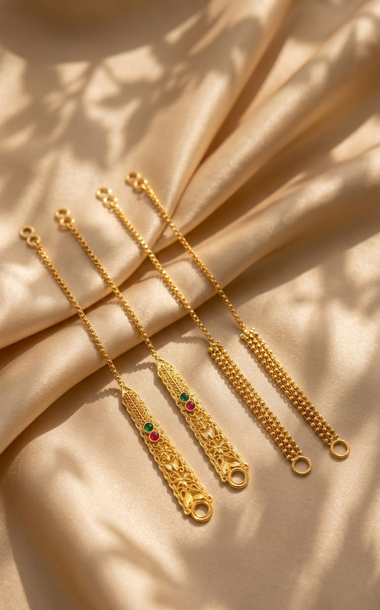 Traditional Gold-Plated Bahubali / Sahare Ear Supporting Chains
