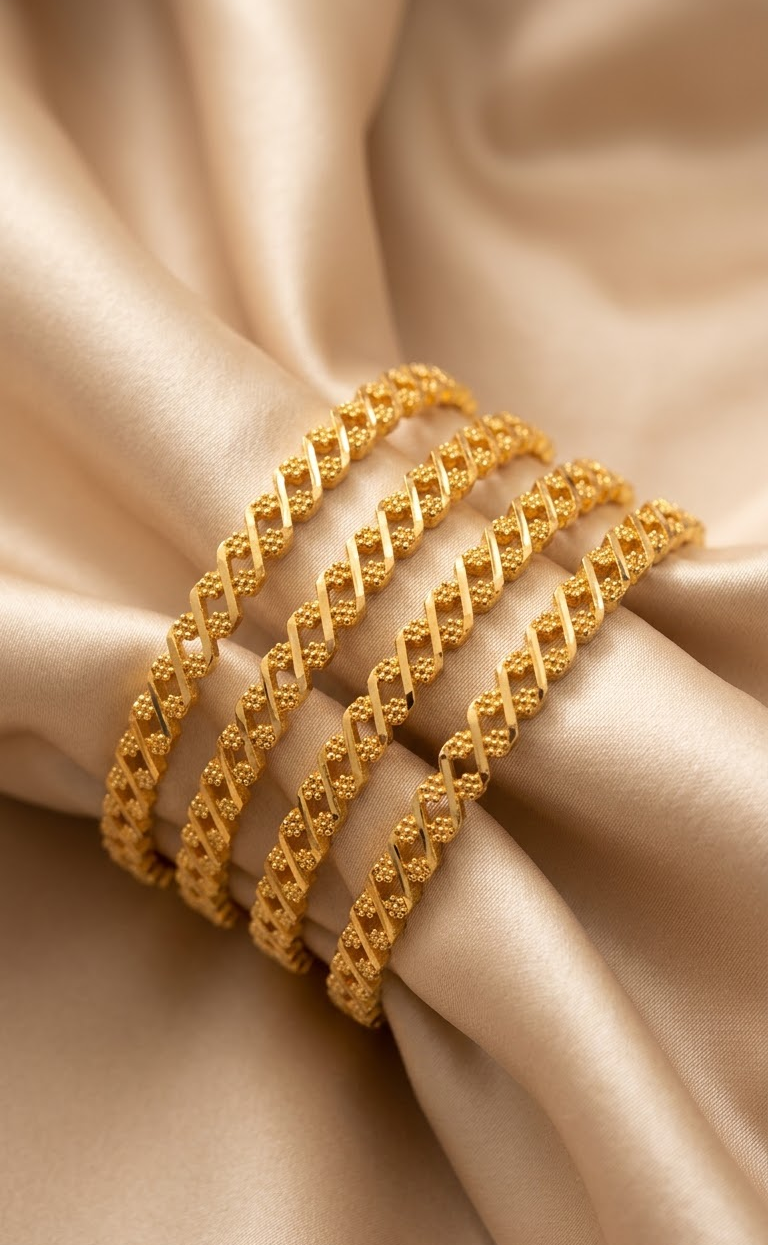 Gold-Plated Designer Bangles Set for Women and Girls