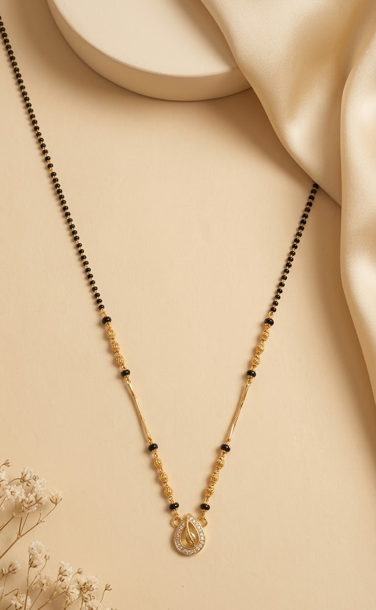Elegant Gold-Plated Beaded Mangalsutra with Pendant for Women