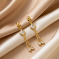 Gold-Plated Chic Dangle & Drop Earrings with Sparkling Cubic Zirconia Stones