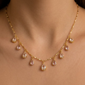 Gold-Plated Teardrop Crystal Drop Necklace for Women & Girls