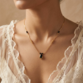 Gold-Plated Black Beaded Mangalsutra with Black Teardrop Stone Pendant