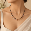 Elegant Gold-Plated Mangalsutra with Alternating Pink and White Crystal Charms