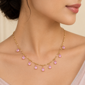 Gold-Plated Dainty Pink Pear Stone Drop Necklace