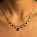 Elegance Gold-Plated Black & Clear Stone Drop Necklace