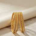 Gold-Plated Designer Textured Bangles Set for Women (Pack of 4)