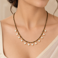 Elegant Pear-Cut Stone Black Bead Mangalsutra