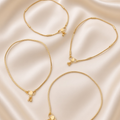 Gold Plated Minimalist Snake Chain Anklet Combo Set of 2 Pairs with Ghungroo Charms for Women & Girls