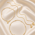 Gold Plated Minimalist Chain Anklet Combo with Drop Charms