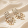 Gold-Plated Handcrafted Kundan & Pearl Drop Statement Earrings for Women