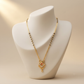 18 Inch Short Designer Mangalsutra for Women | Gold Plated Mangalsutra with Black Beads, Red Stone & CZ Pendant | Stylish Daily Wear – VIHAL ORNAMENTS