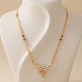 18 Inch Short Mangalsutra for Women | Gold Tone Black Beaded Designer Mangalsutra with Pendant | VIHAL ORNAMENTS