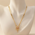 18 Inch Short Gold Mangalsutra with Circular Lattice Pendant | Vihal Ornaments