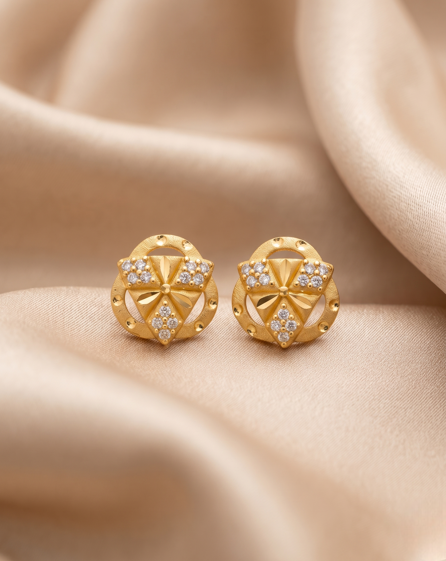 22Kt Gold Plated Designer Stud Earrings for Women | Stone Work Floral Earrings | VIHAL ORNAMENTS