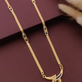 Designer 22K Gold Plated Curved Pendant Mangalsutra with CZ Accents and Mesh Chain for Women