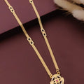 Designer 22K Gold Plated Curved Pendant Mangalsutra with CZ Accents and Mesh Chain for Women