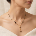 Elegant Gold-Plated Geometric Black Stone Necklace