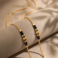 Exquisite Gold-Plated Traditional Mangalsutra with Black Beads and Double Round Pendants for Women