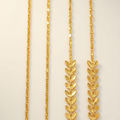 Elegant Gold-Finished Leaf Motif Ear Chains / Sahare