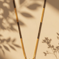 Exquisite Gold-Plated Traditional Temple Design Mangalsutra with Black Beaded Chain