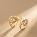 Gold-Plated American Diamond Open Ring Combo For Women And Girls (Pack of 2)