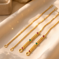 Elegant Gold-Plated Enamel Ruby and Emerald Ear Support Chains (Sahara/Bahubali Chains)