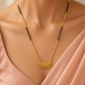 Elegant Gold-Plated Traditional Mangalsutra with Semi-Circular Pendant Long Chain Necklace for Women