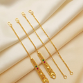 Traditional Gold-Plated Ear Supporting Chains (Sahare/Bahubali Chains) with Ruby and Emerald Stone Accents