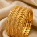 Exquisite Gold-Plated Traditional Filigree & Laser-Cut Designer Bangles Set for Women (Pack of 4)