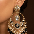 Gold-Plated Traditional & Modern Black Bead Dangle & Drop Earrings for Women