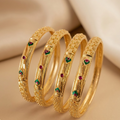 Gold-Plated Designer Bangles Set with Meenakari and Stone Accents (Pack of 4)