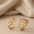 Elegant Gold-Plated CZ Studded Designer Finger Ring Combo for Women and Girls (Pack of 2)