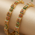Gold-Plated Designer Multi-Color Stone Studded Traditional & Ethnic Bangles Set for Women and Girls