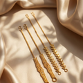 Elegant Gold-Finished Ear Support Chains with Intricate Leaf and Traditional Motifs