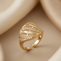 Exquisite Gold-Plated CZ Designer Adjustable Ring for Women