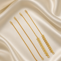 Elegant Gold-Plated Ear Chain Set with Leaf and Chain Link Designs