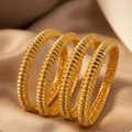 Gold-Plated Textured Daily Wear Bangles Set for Women and Girls (Pack of 4)